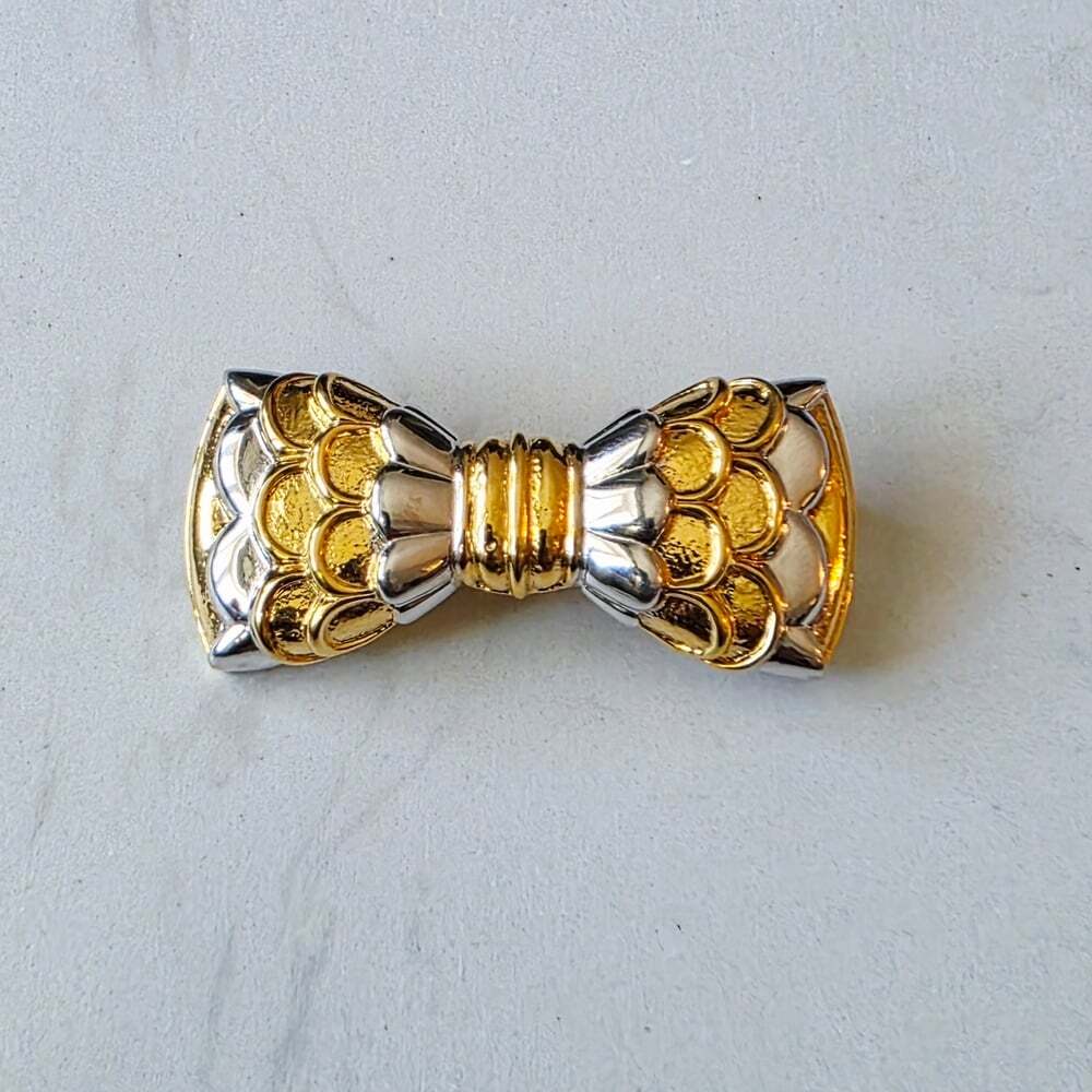 Vintage D'Orlan Gold and Silver Bow Brooch